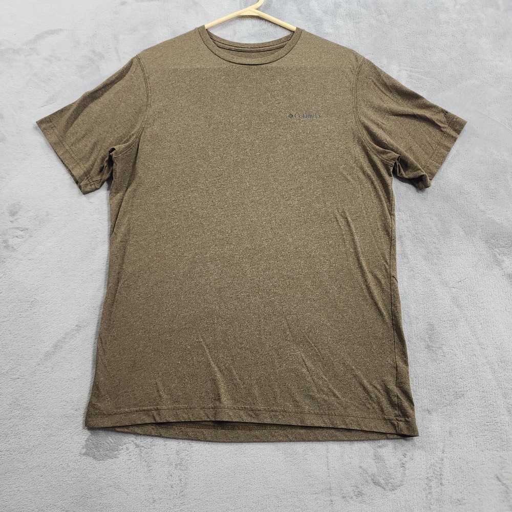 Columbia Shirt Mens M Brown Heather Logo Thistletown Hills Crew Neck Tee Outdoor
